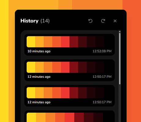 History modal showing undo and redo options